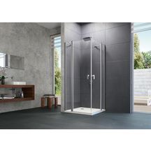 Paroi de douche en verre Design PURE porte battante avec segment fixe noir Réf. 8P0706123322