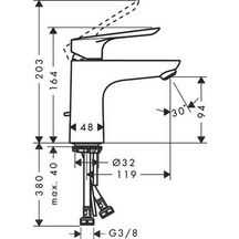 Mitigeur lavabo 100 LOGIS E CoolStart, avec tirette et vidage synthétique Chromé Réf.  71165000