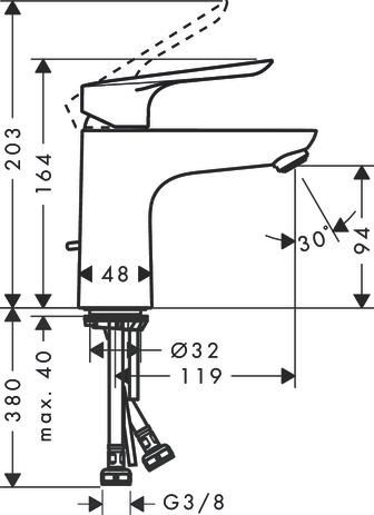 Mitigeur lavabo 100 LOGIS E CoolStart, avec tirette et vidage synthétique Chromé Réf.  71165000