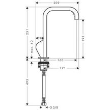 AXOR Citterio Mitigeur de lavabo 190 avec bec haut sans tirette ni vidage, Aspect doré poli