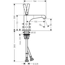 AXOR Citterio E Mitigeur de lavabo 90 pour lave-mains bonde à écoulement libre, Nickel brossé