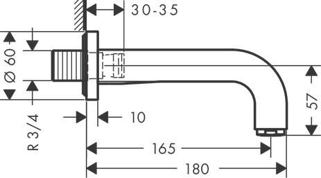 AXOR Citterio Bec de baignoire M 3/4", Laiton brossé