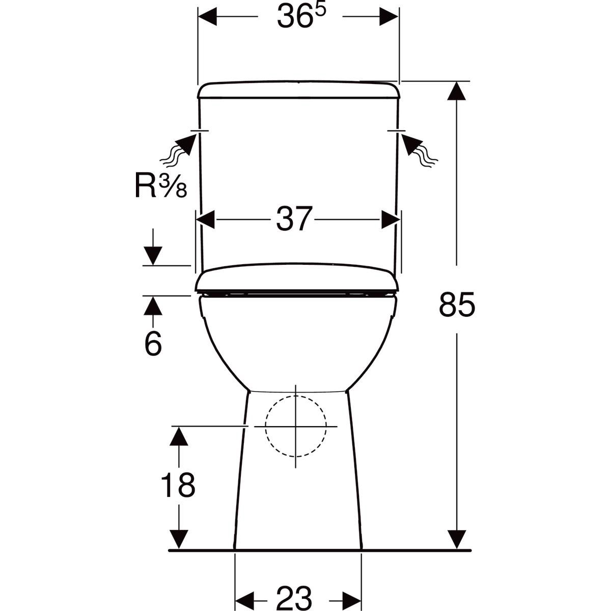 Pack WC au sol Rimfree surélevé Renova Comfort avec abattant fermeture ralentie et déclipsable  Réf. 501.849.01.1