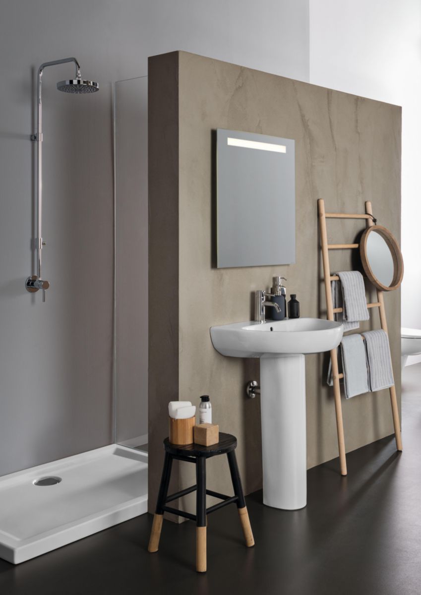 Miroir LED Geberit Option Basic Square, éclairage en haut, largeur 50cm,hauteur 70cm, aluminium anodisé