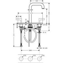 AXOR Citterio Mélangeur de lavabo 3 trous 170 poignées manettes, plaque, bec 140 mm avec tirette et vidage, Laiton brossé