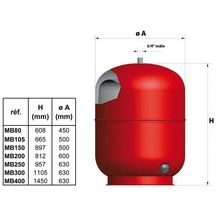 Vase d'expansion à membrane fixe sur socle 105 litres réf. MB105