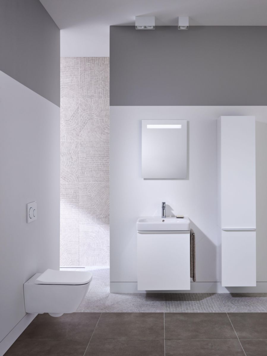 Miroir LED Geberit Option Basic Square, éclairage en haut, largeur 50cm,hauteur 70cm, aluminium anodisé