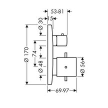 Set de finition Axor STARCK pour mitigeur thermostatique encastré avec robinet d'arrêt/inverseur, chromé réf. 10720000