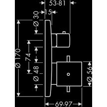 Set de finition Axor STARCK pour mitigeur thermostatique encastré avec robinet d'arrêt/inverseur, chromé réf. 10720000