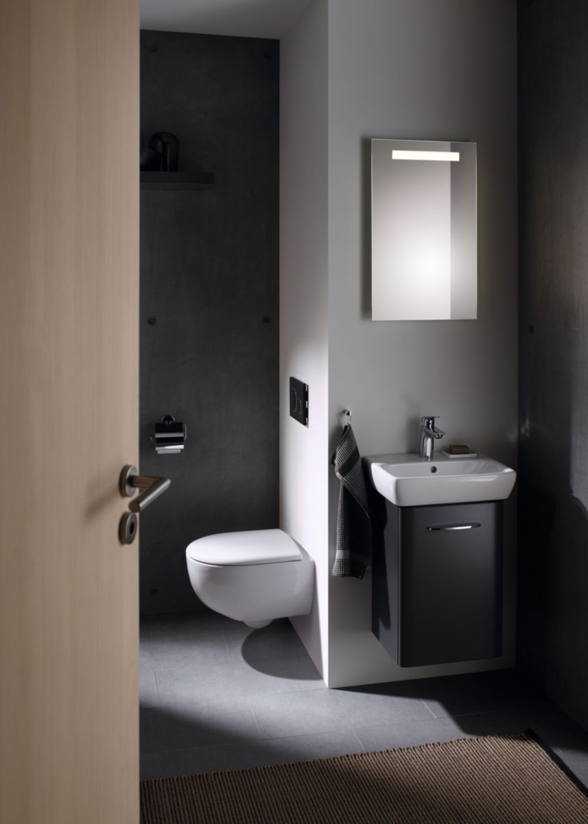 Miroir LED Geberit Option Basic Square, éclairage en haut, largeur 40cm,hauteur 70cm, aluminium anodisé