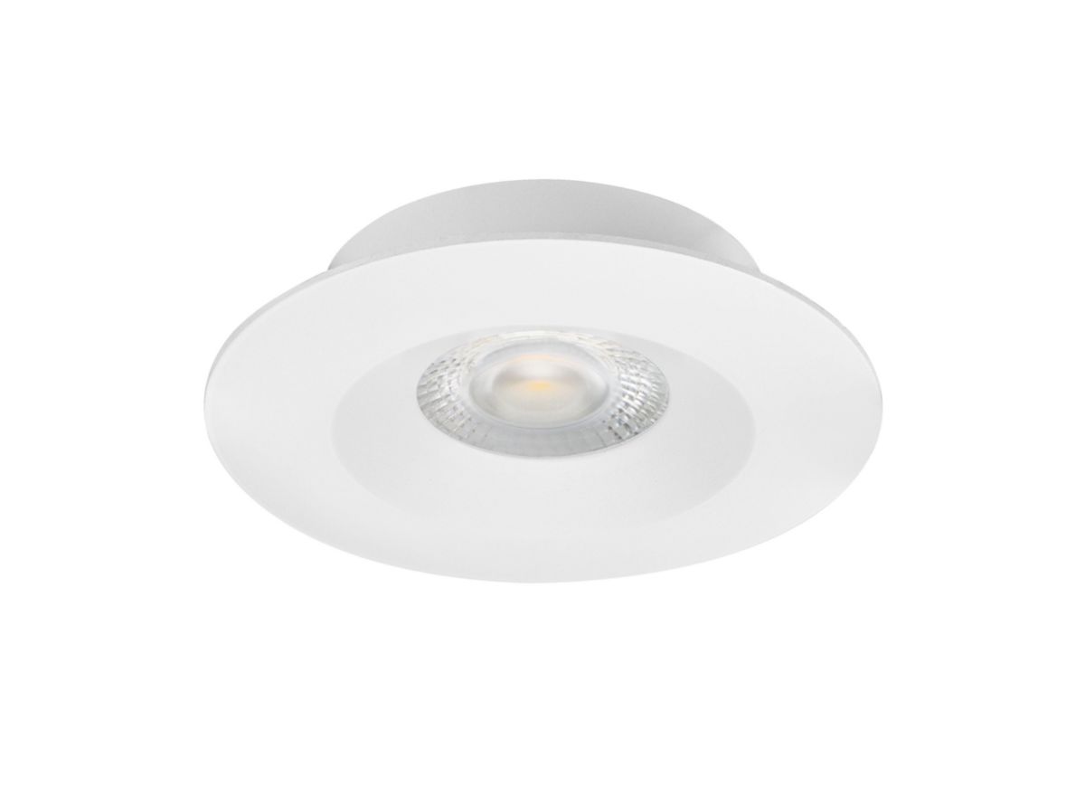 Encastré plafond Led Aspen CCT - fixe - rond - IP20/44 - avec alimentation Led 5 W CCT (3000 - 4000 K) 450 lm intégrée - dimmable - aluminium - blanc Réf. 50747