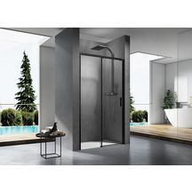 Paroi de douche Alterna Concerto Access sans seuil coulissante 2 vantaux profilés noir mat 120 cm verre transparent