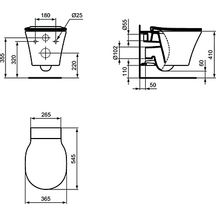 Pack cuvette suspendue CONNECT AIR Aquablade + abattant frein de chute Réf. E008701