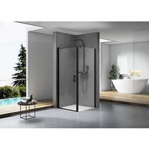 Paroi de douche Alterna Concerto Access sans seuil pivotante ouverture totale profilés noir mat 80 cm verre transparent