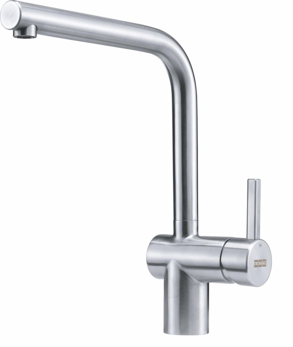 Mitigeur évier ATLAS NEO, Bec en L Levier bas -6°/90° , Tout Inox, Rotation Bec en L 180°  Inox réf.444873