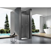 Paroi de douche Alterna Concerto Access sans seuil pivotante ouverture totale profilés noir mat 80 cm verre transparent