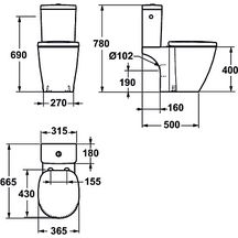 Pack WC complet cuvette sortie horizontale avec abattant frein de chute CUBE CONNECT Blanc Réf. E717001