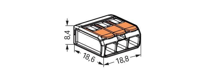 Bornes Série 221 Mini - 3 conducteurs - 4 mm² - levier souple et rigide - contient 50 bornes Réf. 221-413