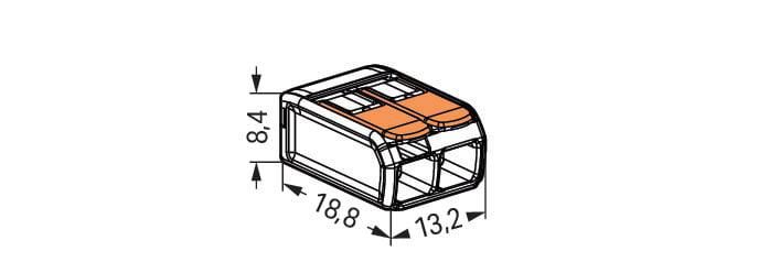 Bornes Série 221 Mini - 2 conducteurs - 4 mm² - levier souple et rigide - contient 100 bornes Réf. 221-412