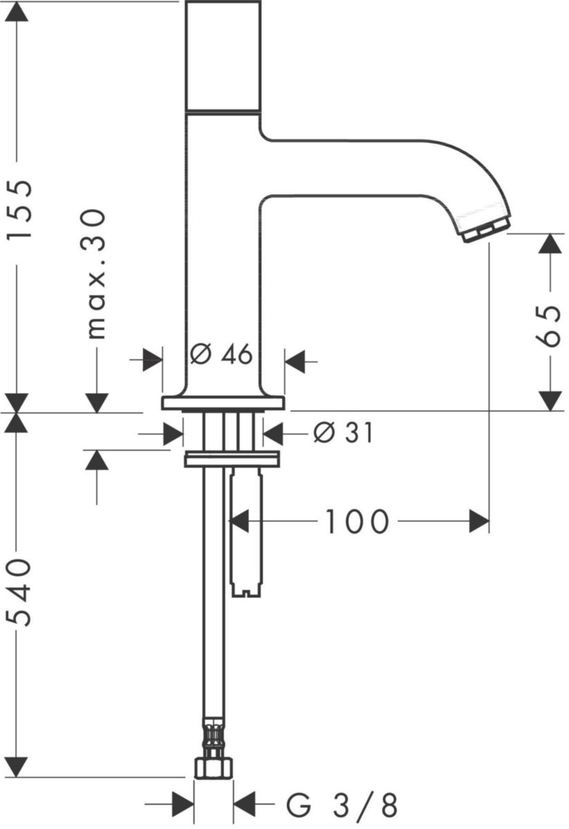 Robinet de lave-mains Axor STARCK sans garniture de vidage, chromé réf. 38130000