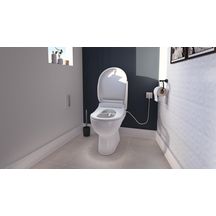 Abattant WC lavant dit japonais SANISEAT+ frein de chute declipsable alimentation électrique télecommande deportée Réf. SANISEAT-002