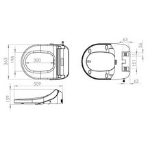 Abattant WC lavant dit japonais SANISEAT+ frein de chute declipsable alimentation électrique télecommande deportée Réf. SANISEAT-002