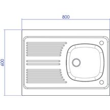 Evier à poser LAVELLI 1 cuve 800 inox 18/10 nu, Lisse