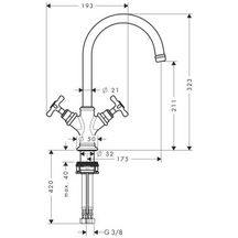 AXOR Montreux Mélangeur de lavabo 210 poignées croisillons avec tirette et vidage, Aspect doré brossé