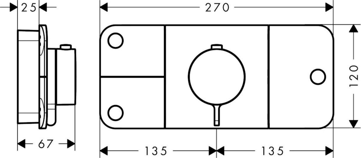 AXOR One Module thermostatique encastré avec 3 fonctions, Aspect acier inoxydable