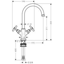 AXOR Montreux Mélangeur de lavabo 210 poignées croisillons sans tirette ni vidage, Bronze brossé