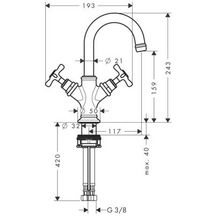 AXOR Montreux ​Mélangeur de lavabo 160 poignée croisillon pour lave-mains avec tirette et vidage, Aspect doré brossé