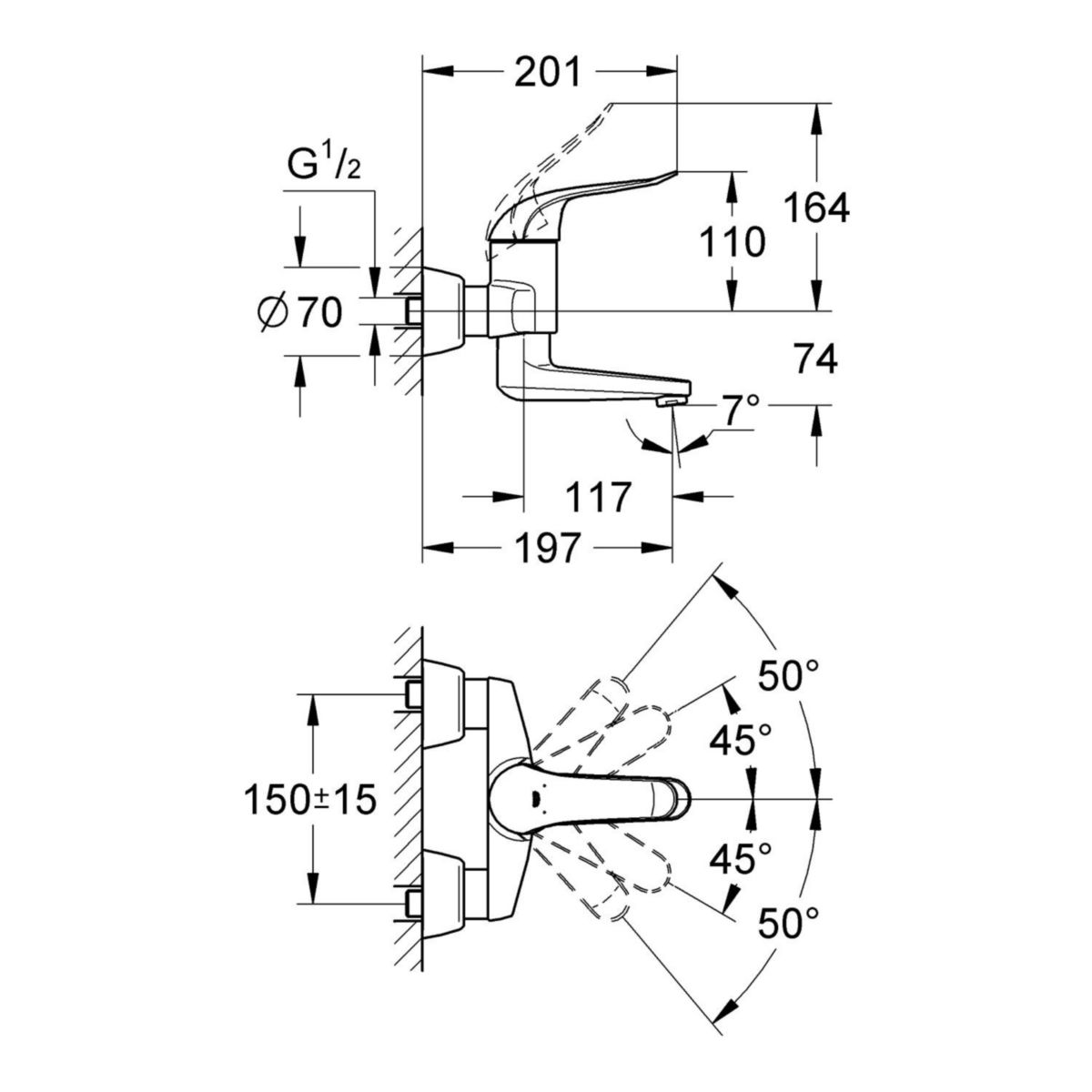 Mitigeur monocommande Lavabo Taille S Euroeco Special Chromé 32767000