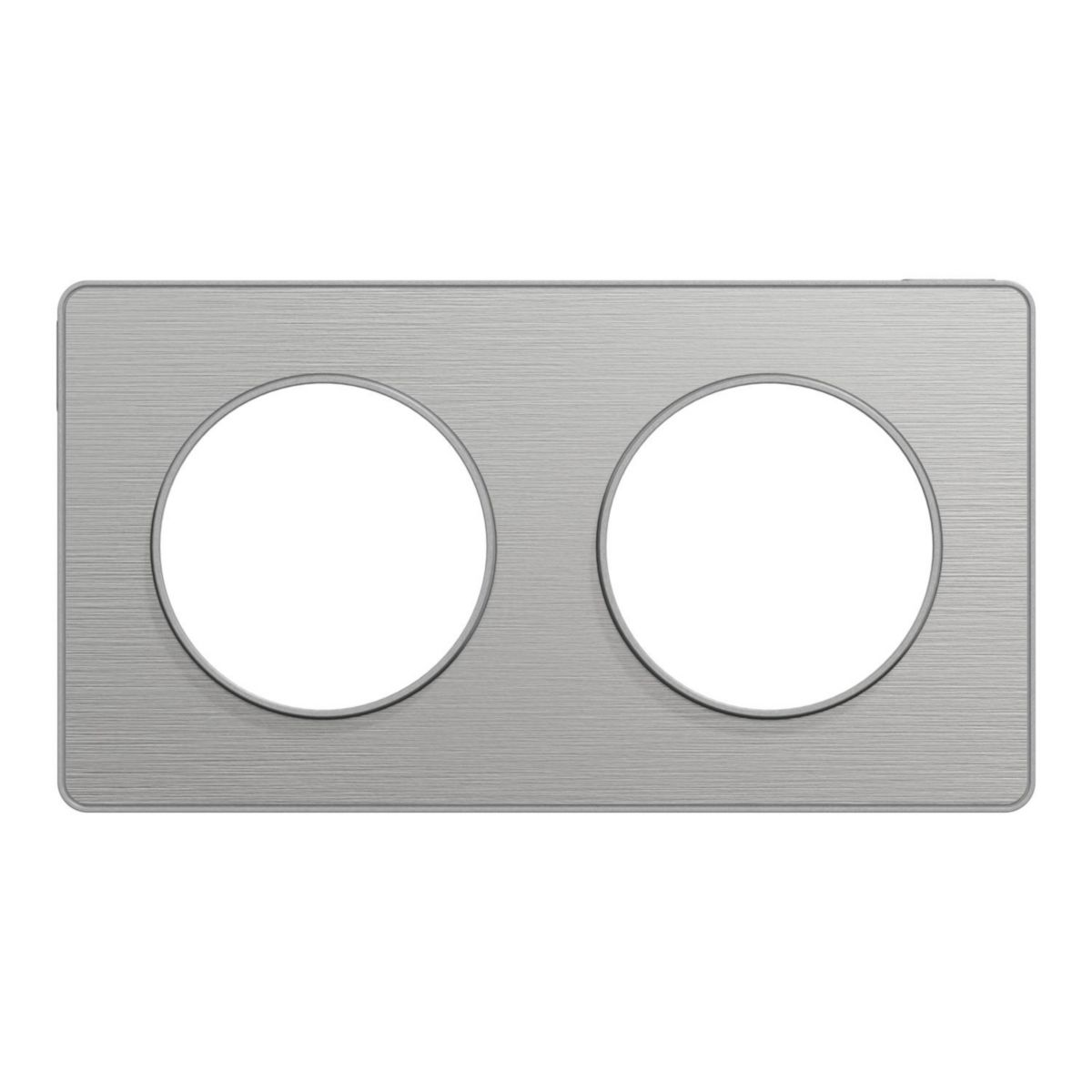 Odace touch, plaque aluminium brossé liseré alu 2 post. horiz./vert. 71 mm réf. S530804J