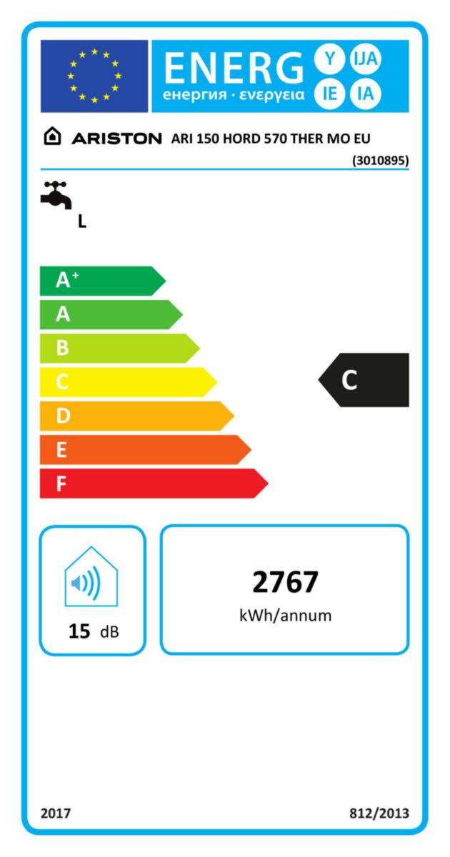 Chauffe-eau électrique blindé 150 litres horizontal classe énergétique C Réf. 3010895