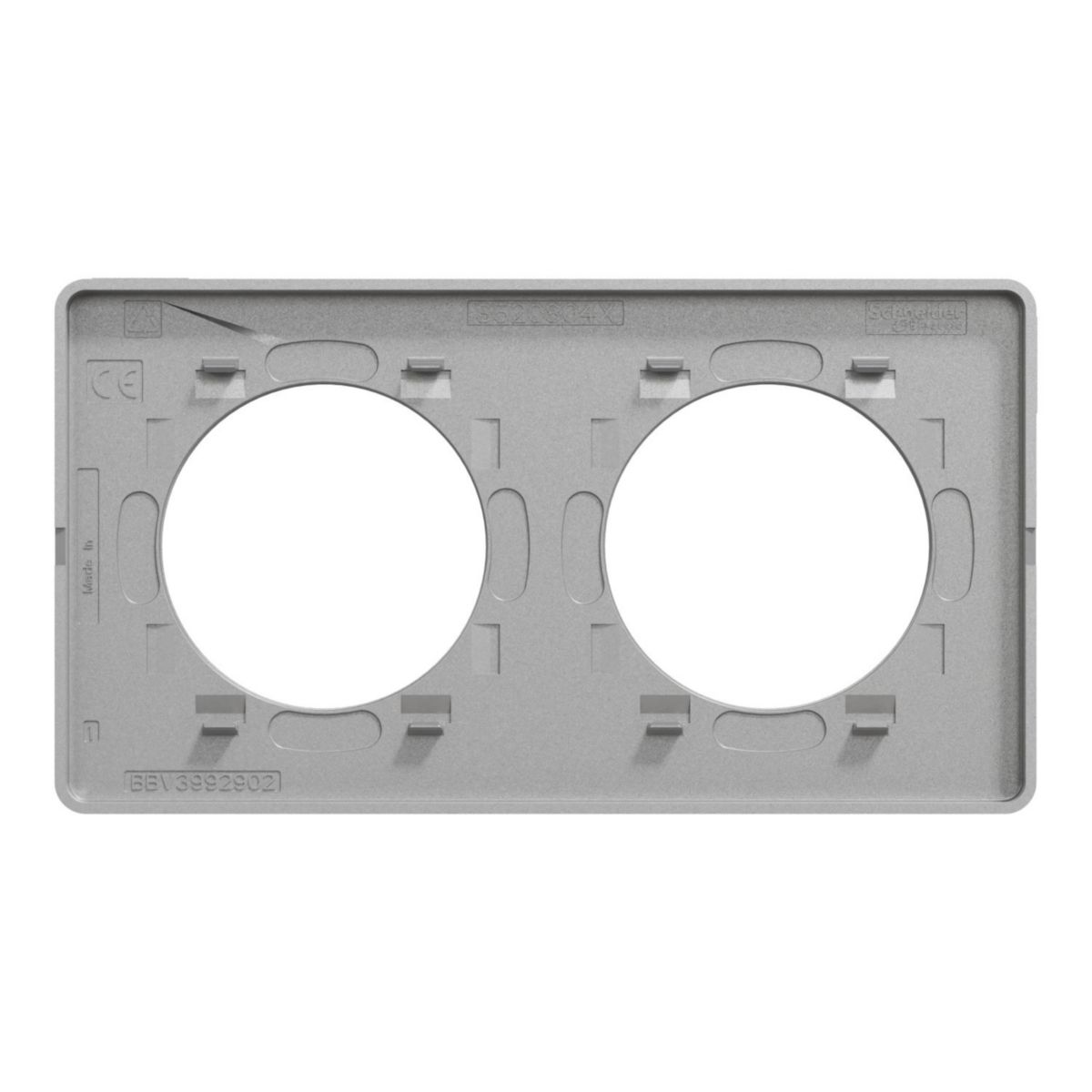 Odace touch, plaque aluminium brossé liseré alu 2 post. horiz./vert. 71 mm réf. S530804J