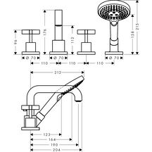 Set de finition Axor CITTERIO pour mélangeur 4 trous pour montage sur plage de carrelage avec poignées croisillons, chromé réf. 39453000