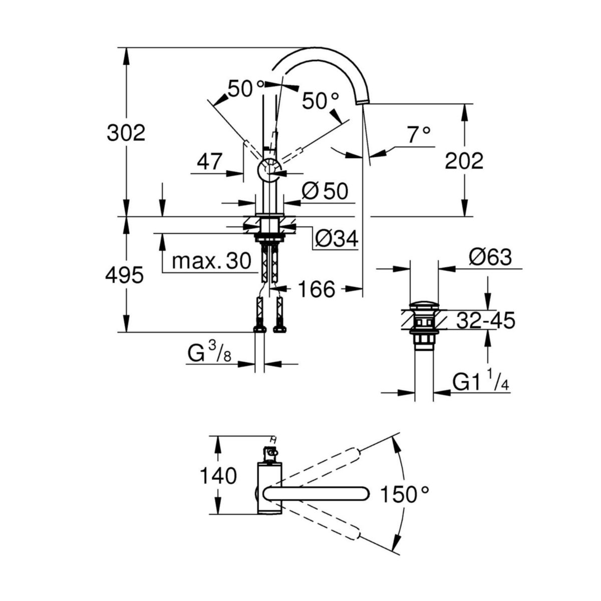 Mitigeur monocommande Lavabo Taille L Atrio Chromé 32042003