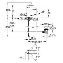 Mitigeur monocommande Lavabo Taille M BauEdge Chromé 23822000