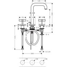 Mélangeur de lavabo Axor CITTERIO 3 trous avec poignées croisillons, bec court L 140 mm et rosaces, chromé réf. 39133000