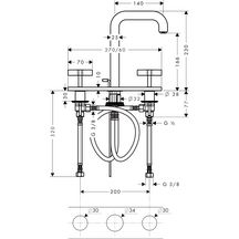 Mélangeur de lavabo Axor CITTERIO 3 trous avec poignées croisillons, bec court L 140 mm et plaque de recouvrement, chromé réf. 39134000