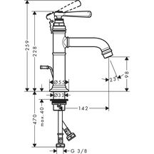 AXOR Montreux Mitigeur de lavabo 100 avec tirette et vidage, Aspect doré brossé