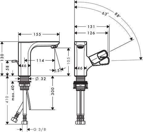 AXOR Urquiola Mitigeur de lavabo 110 pour lave-mains avec tirette et vidage, Bronze brossé