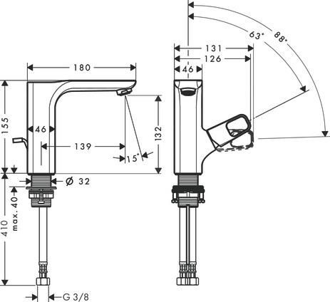 AXOR Urquiola Mitigeur de lavabo 130 avec tirette et vidage, Aspect doré poli