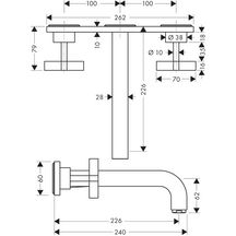 Set de finition Axor CITTERIO pour mélangeur de lavabo mural 3 trous avec poignées croisillons, bec long L 226 mm et plaque de recouvrement, chromé réf. 39144000