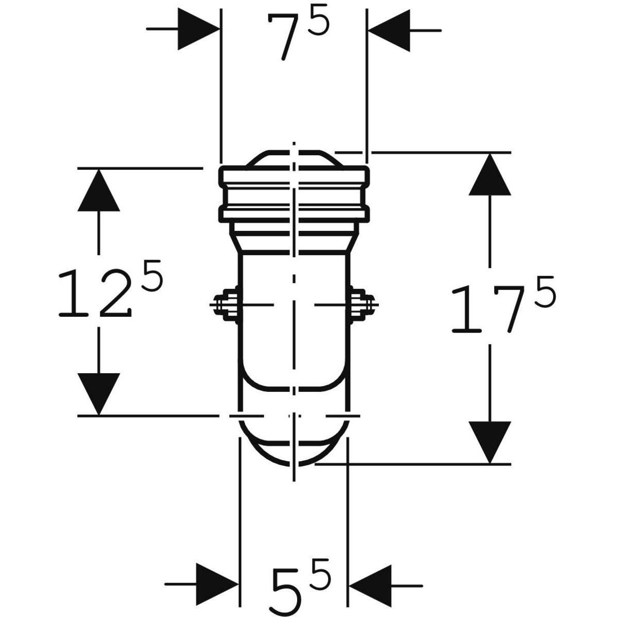 Siphon en S Geberit pour urinoir, avec accessoires de montage, d40, sortie horizontale, avec sonde: d=40mm, blanc alpin