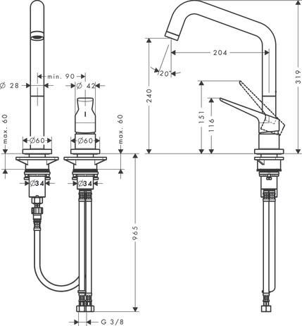 AXOR Citterio M Mitigeur de cuisine 240 avec bec pivotant, Noir chromé brossé