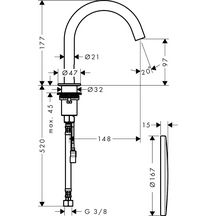 AXOR Uno Mitigeur de lavabo électronique, sans manette de réglage de température, sur secteur, Aspect acier inoxydable