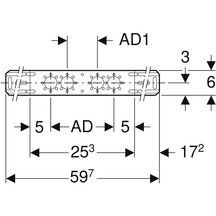 Barrette de montage longue (entraxe de 76,5 et 153 mm) Réf 601.732.00.1