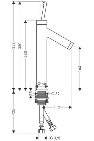 AXOR Starck Mitigeur de lavabo 170, bonde à écoulement libre, Aspect acier inoxydable