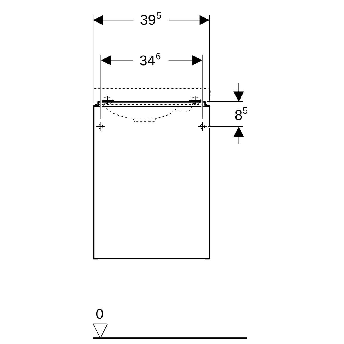 Meuble bas pour lave-mains Acanto - 1 porte - siphon - 39,5 x 53,5 x 24,5 cm - corps : laqué mat / noir - porte : verre brillant / noir Réf. 500.607.16.1